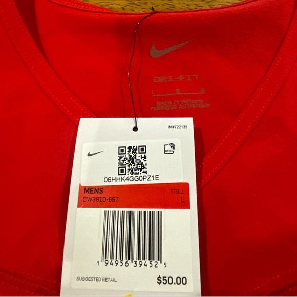 Nike Soccer Running Training Tank Top Mens Large CW3910 657 Red New With Tags - Picture 5 of 8